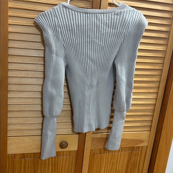 Express Light Gray Ribbed Sweater - Picture 3 of 4